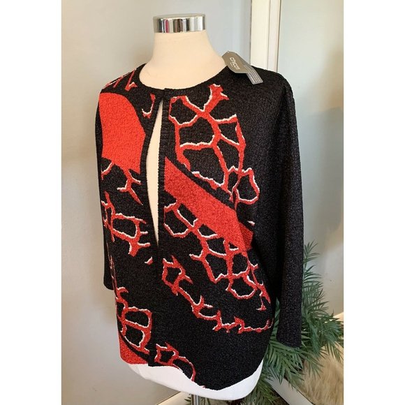 Chico's travelers Jacket Black & Red abstract print 2 M L NWT New Career casual - Picture 10 of 11